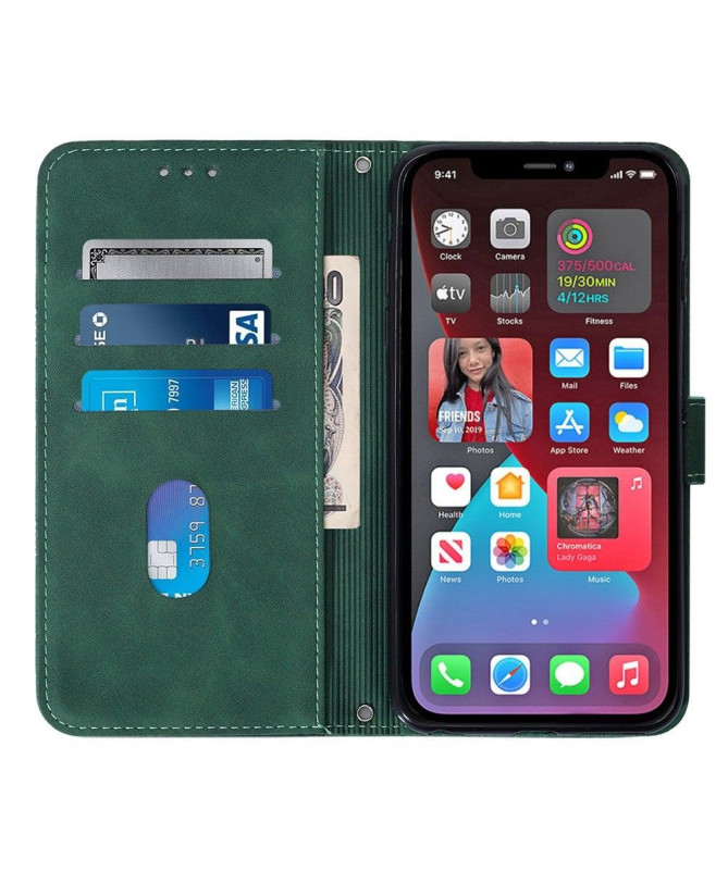 Housse iPhone 14 Pro Max effet cuir design géométrique