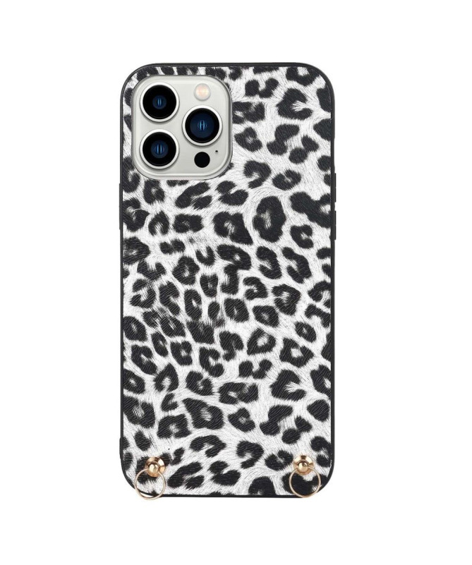 Coque iPhone 14 Pro Motif Zèbre à Cordon