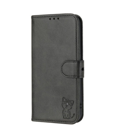 Housse iPhone 14 Pro Chaton effet cuir mat