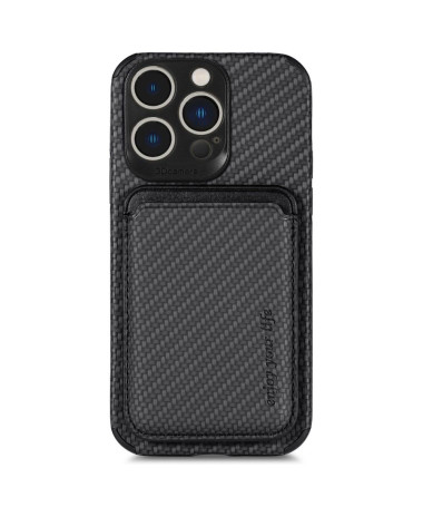 Coque iPhone 14 Pro Fibre de Carbone Porte-cartes détachable