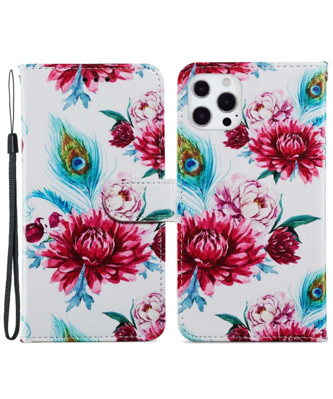 Housse iPhone 14 Pro Paon fleur