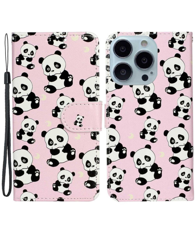 Housse iPhone 14 Pro multiples pandas