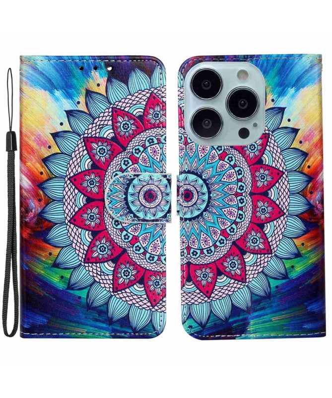 Housse iPhone 14 Pro mandala fleur