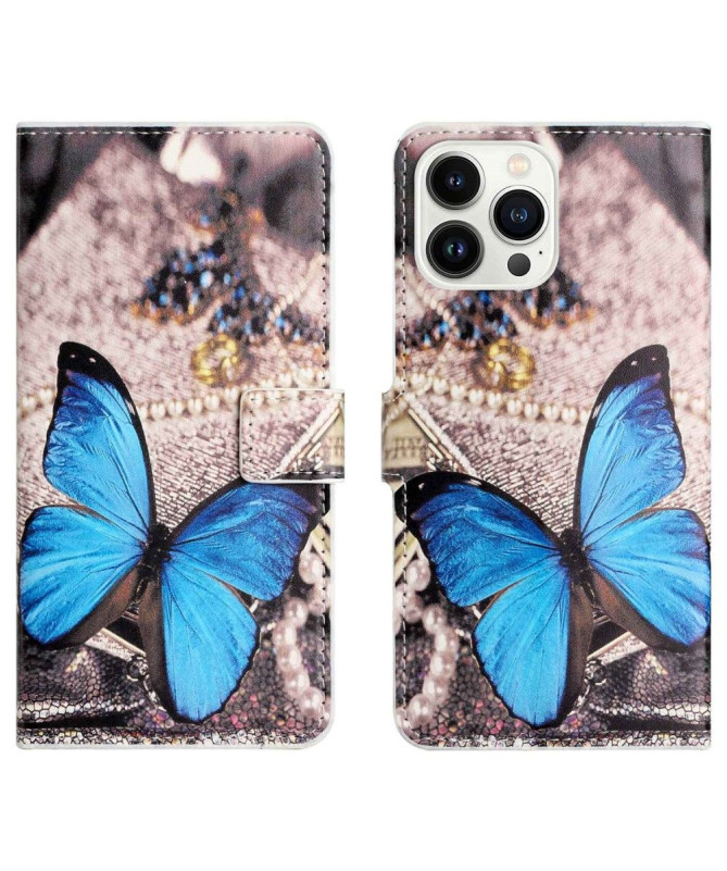 Housse iPhone 14 Pro Papillons Bleus