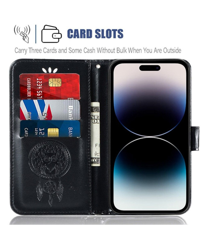 Housse iPhone 14 Pro hibou attrape rêves