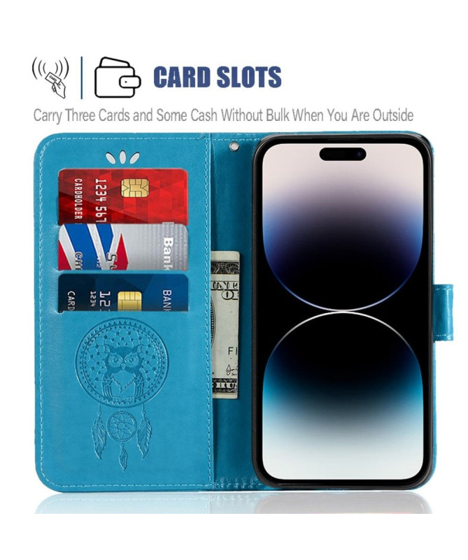 Housse iPhone 14 Pro hibou attrape rêves