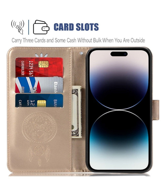 Housse iPhone 14 Pro hibou attrape rêves