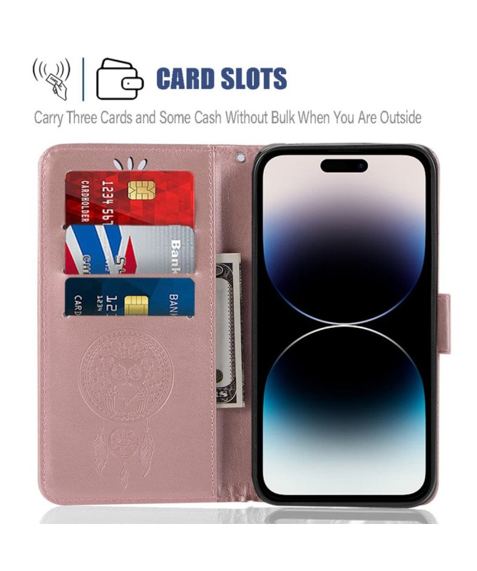 Housse iPhone 14 Pro hibou attrape rêves