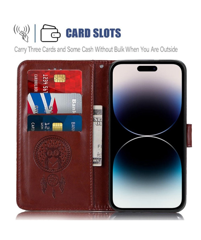 Housse iPhone 14 Pro hibou attrape rêves