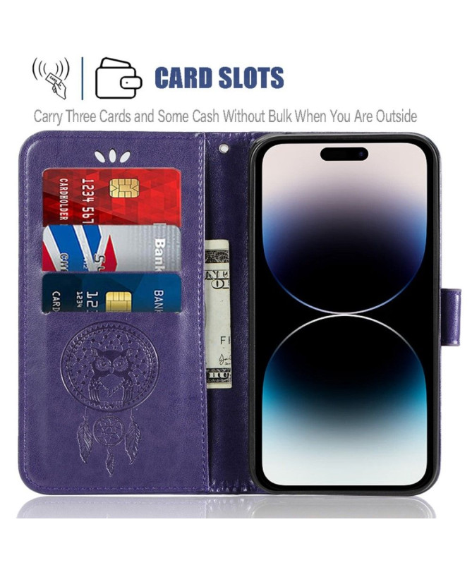 Housse iPhone 14 Pro hibou attrape rêves