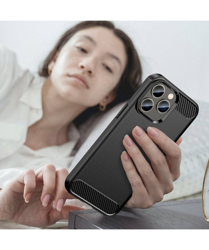Coque iPhone 14 Pro Max effet brossé silicone