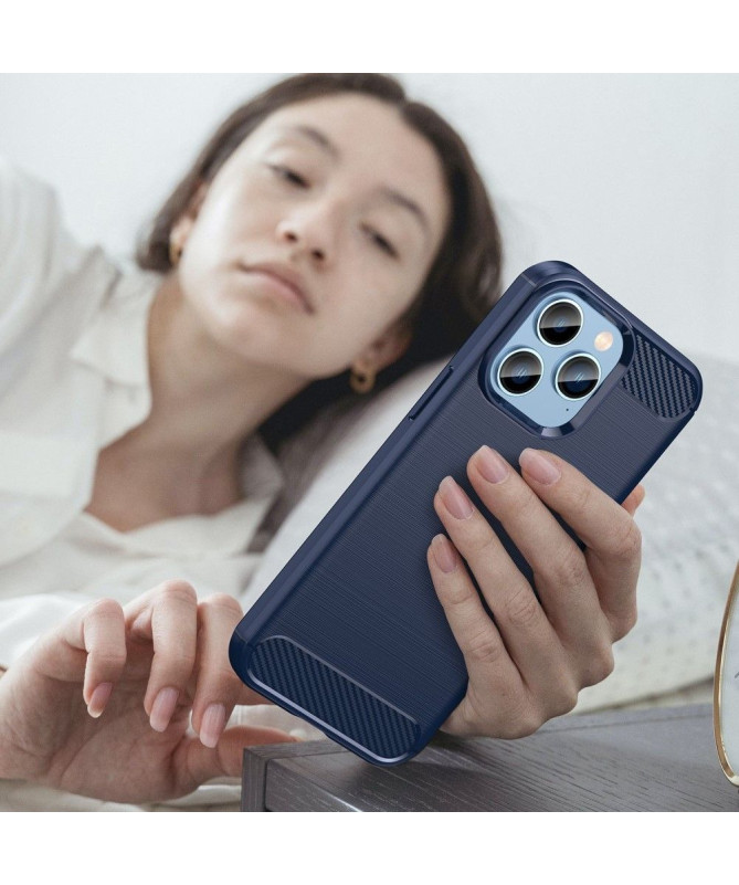 Coque iPhone 14 Pro Max effet brossé silicone