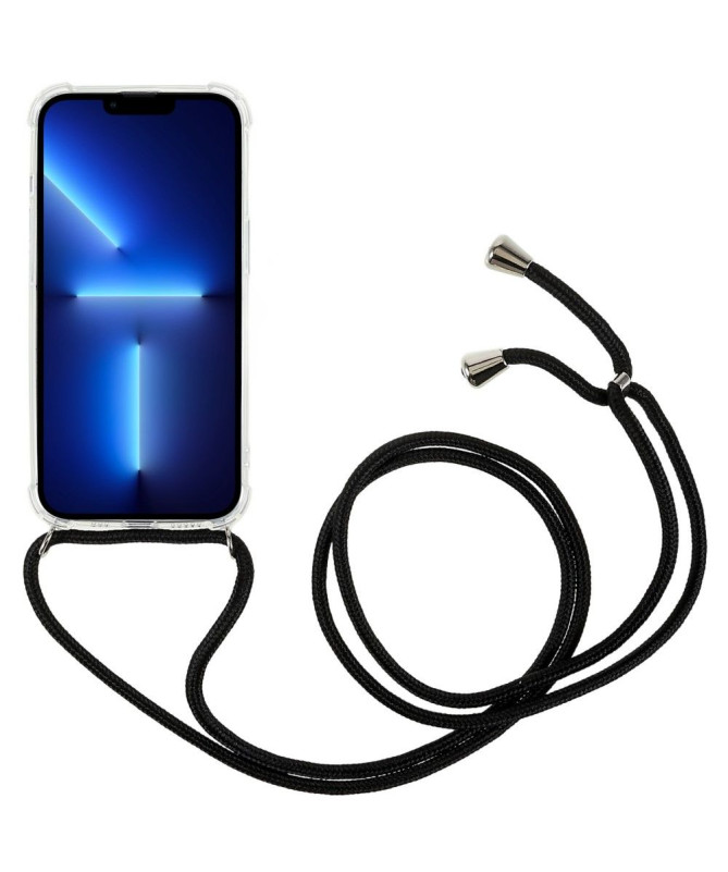 Coque iPhone 14 Pro Max avec cordon bandoulière transparent