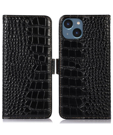 Housse iPhone 14 Cuir véritable aspect croco