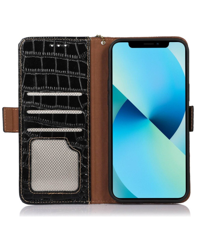 Housse iPhone 14 Cuir véritable aspect croco