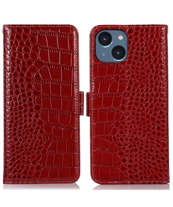 Housse iPhone 14 Cuir véritable aspect croco