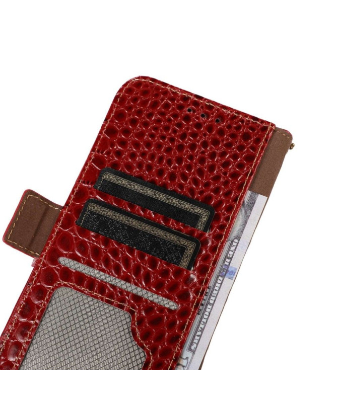 Housse iPhone 14 Cuir véritable aspect croco