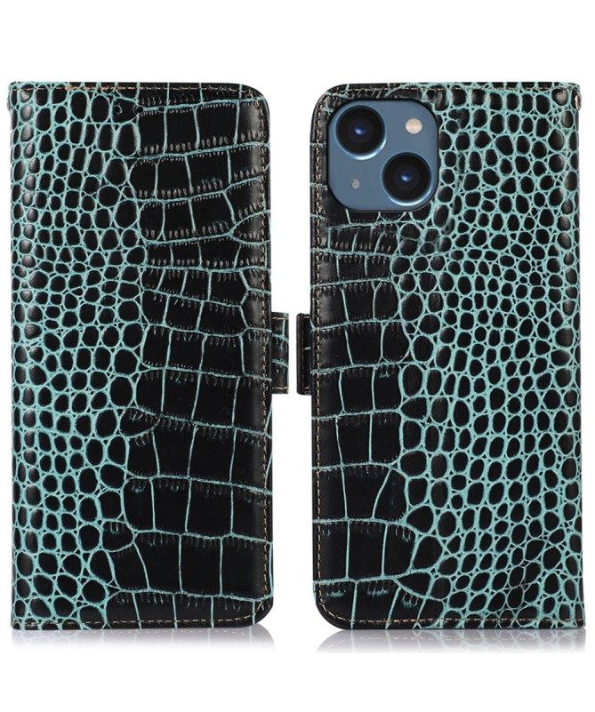 Housse iPhone 14 Cuir véritable aspect croco