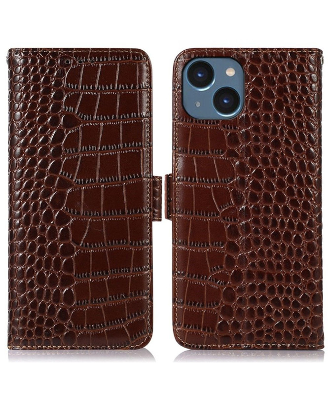 Housse iPhone 14 Cuir véritable aspect croco