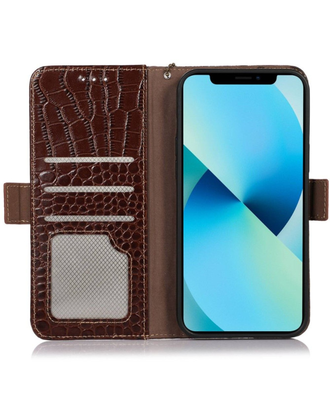 Housse iPhone 14 Cuir véritable aspect croco