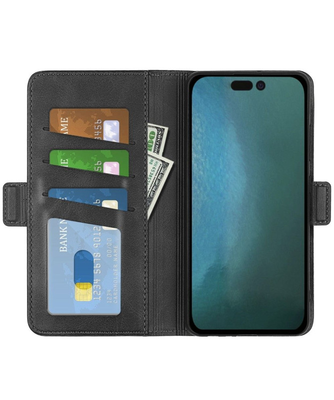 Étui iPhone 14 Pro portefeuille simili cuir mat