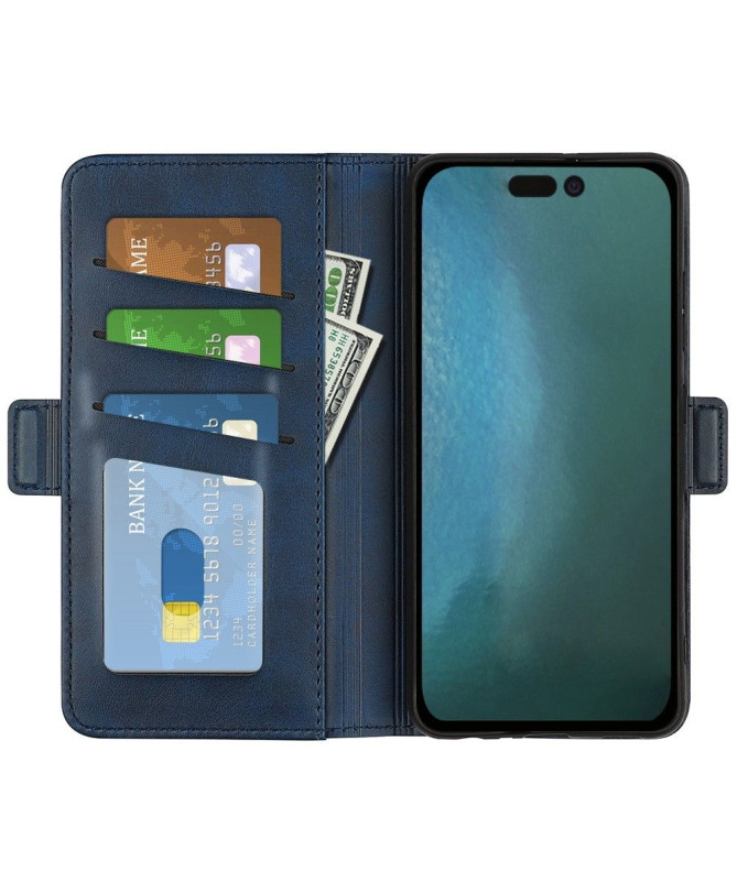 Étui iPhone 14 Pro portefeuille simili cuir mat