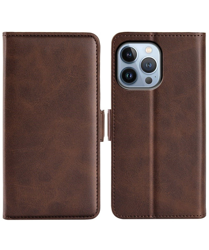 Étui iPhone 14 Pro portefeuille simili cuir mat