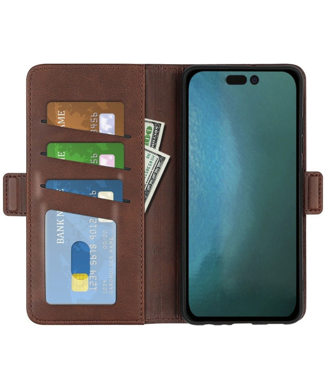 Étui iPhone 14 Pro portefeuille simili cuir mat