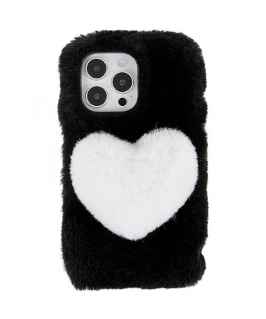 Coque iPhone 14 Pro Max Fausse Fourrure Coeur