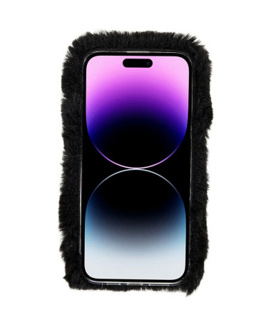 Coque iPhone 14 Pro Max Fausse Fourrure Coeur