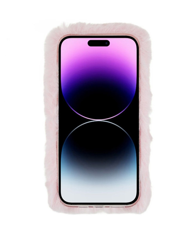 Coque iPhone 14 Pro Max Fausse Fourrure Coeur