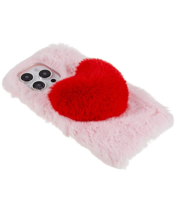 Coque iPhone 14 Pro Max Fausse Fourrure Coeur