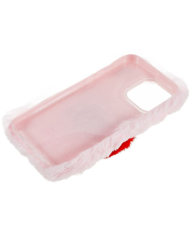 Coque iPhone 14 Pro Max Fausse Fourrure Coeur