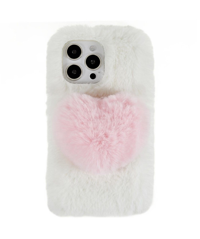 Coque iPhone 14 Pro Max Fausse Fourrure Coeur