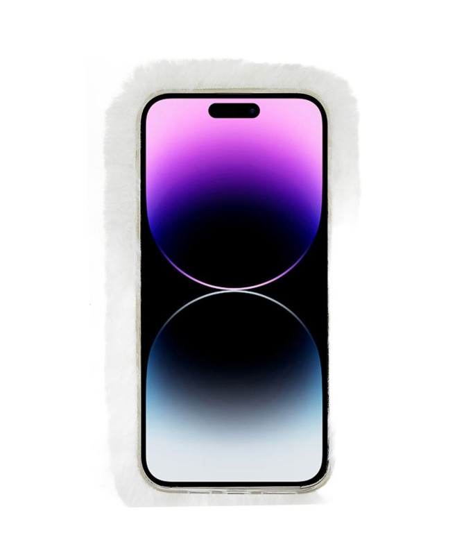 Coque iPhone 14 Pro Max Fausse Fourrure Coeur