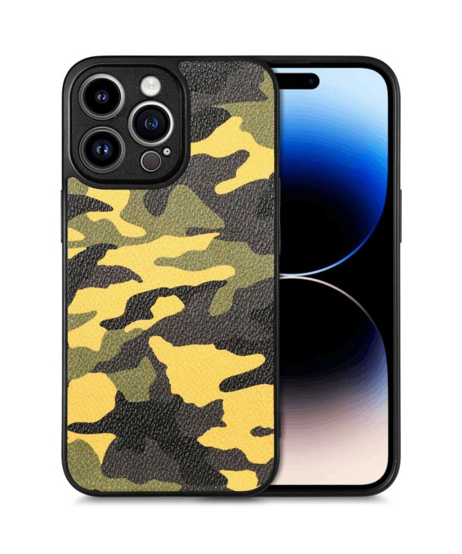 Coque iPhone 14 Pro Max Simili Cuir Camouflage