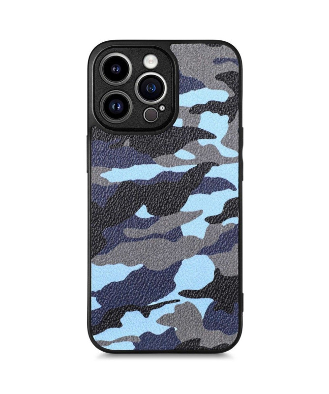 Coque iPhone 14 Pro Max Simili Cuir Camouflage