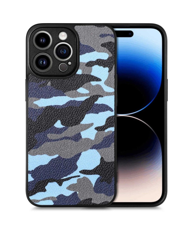 Coque iPhone 14 Pro Max Simili Cuir Camouflage