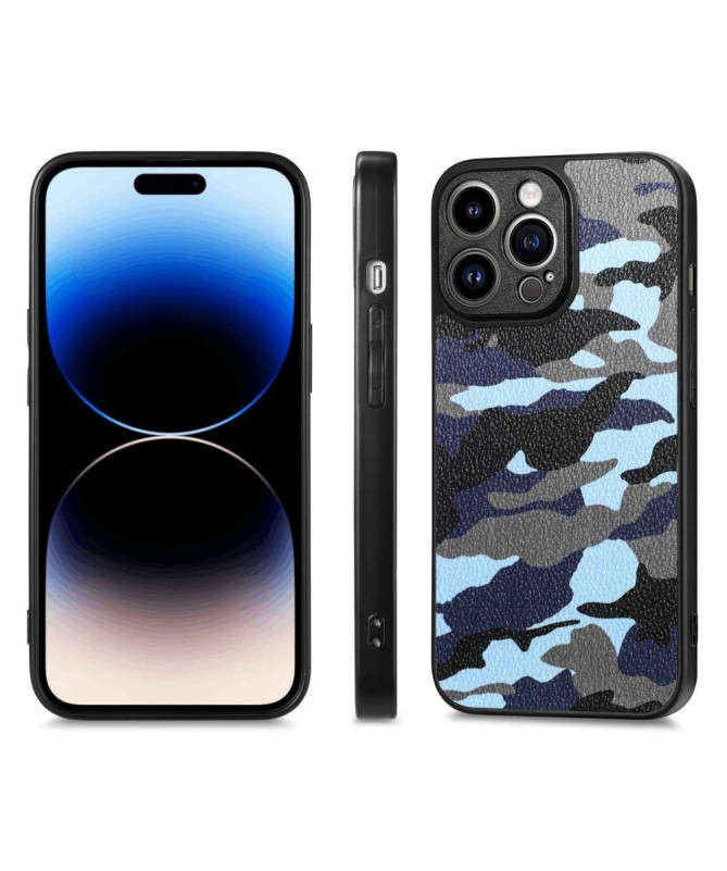 Coque iPhone 14 Pro Max Simili Cuir Camouflage