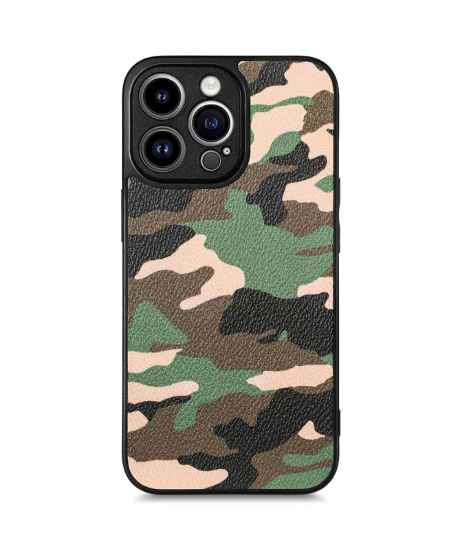 Coque iPhone 14 Pro Max Simili Cuir Camouflage