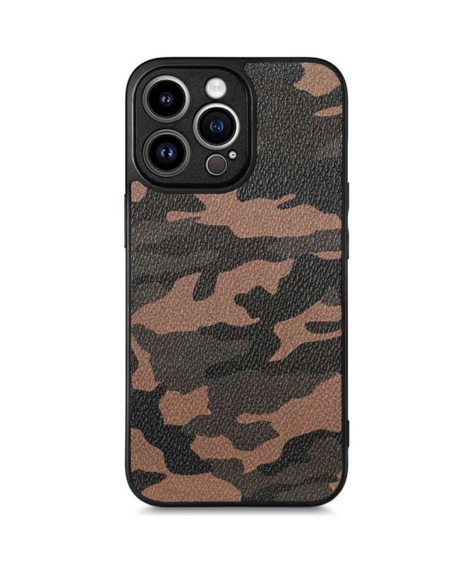 Coque iPhone 14 Pro Max Simili Cuir Camouflage