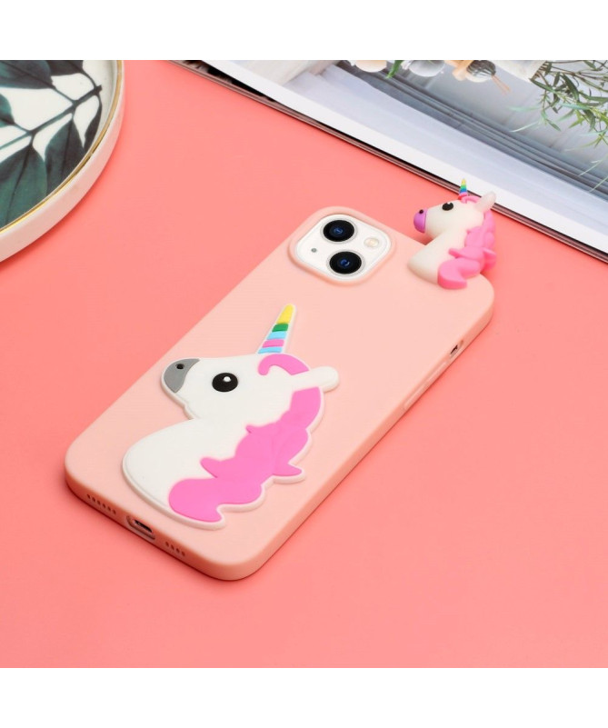 Coque iPhone 14 Silicone Licorne 3D