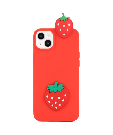 Coque iPhone 14 Silicone Fraise 3D