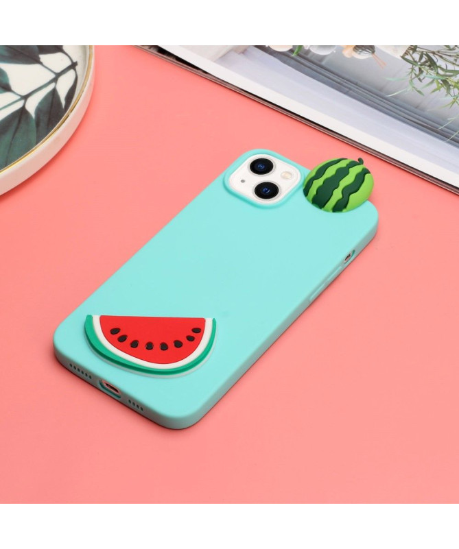 Coque iPhone 14 Silicone Pastèque 3D