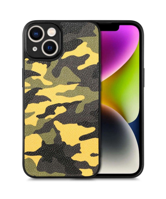 Coque iPhone 14 Simili Cuir Camouflage