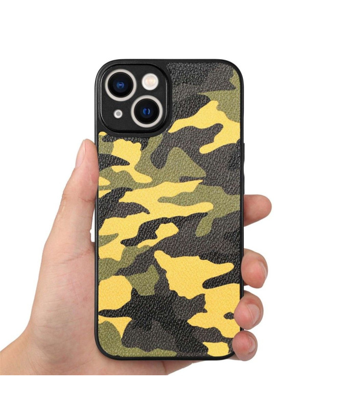 Coque iPhone 14 Simili Cuir Camouflage