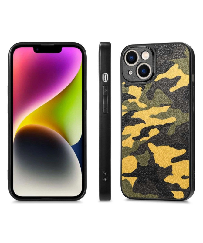 Coque iPhone 14 Simili Cuir Camouflage