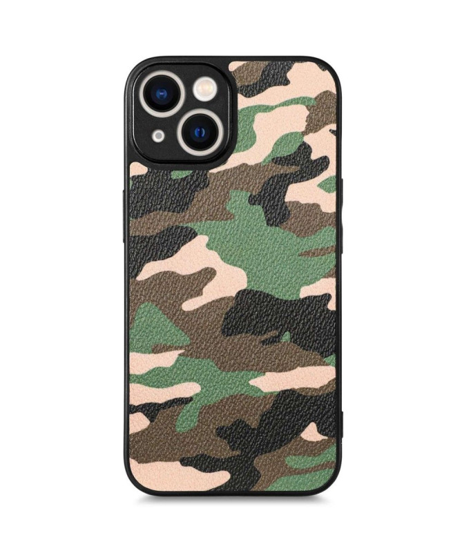 Coque iPhone 14 Simili Cuir Camouflage