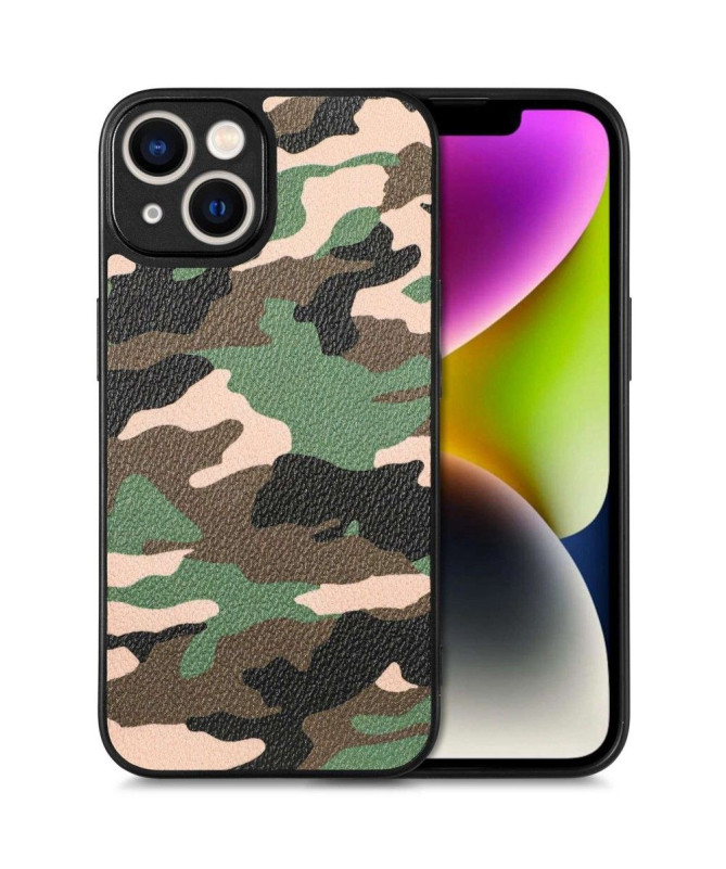 Coque iPhone 14 Simili Cuir Camouflage