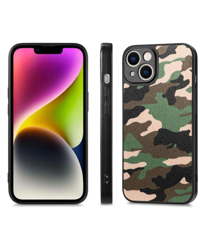 Coque iPhone 14 Simili Cuir Camouflage